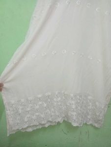 White Colour Kurta Set With Bandni Dupatta