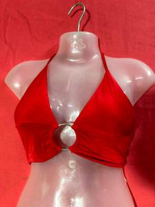 PrettyLittleThing Red Ring Halter Top