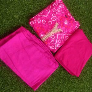 Pink Bandhani Kurta Set