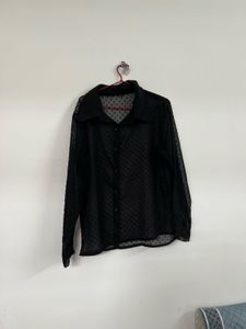 Sheer Black Button-Down Top