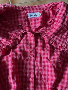 PINK GINGHAM KOREAN DRESS