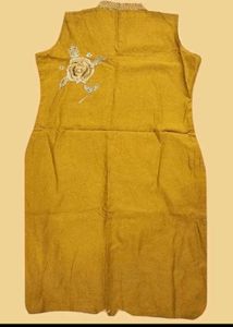 Mustard Floral Embroidered Kurta