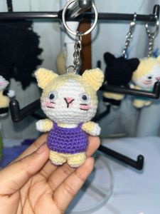 Crochet Handmade Amigurumi Kitty Cat Keychain