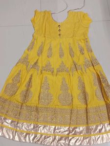 Yellow Embroidered Anarkali Dress
