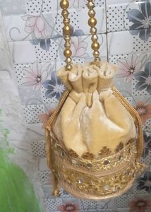 Golden Beaded Pouch