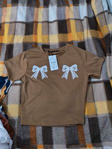 Cute Brown Tee with Bows