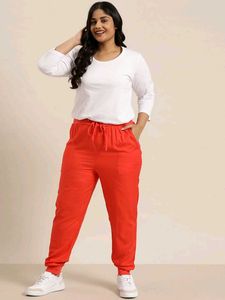 Sztori Women Plus Size Solid Woven Joggers