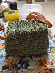 Mauritius Bamboo Green Crochet Sling Bag