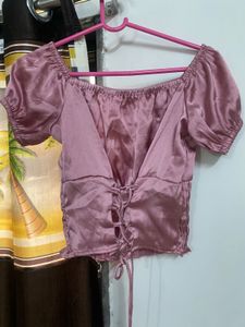 Stylish Women&#39;s Lavender Satin Top