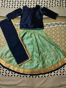 Sea Green and Navy Blue Lehanga