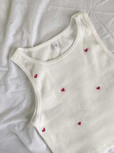 Heart Embroidered Tank Top