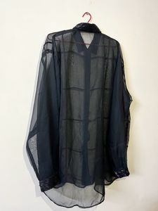 Black Transparent Shirt With Heavy Bead Work
