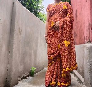Beautiful Rose Work Saree🌹with Blouse