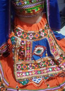 Orenge Blue Multy  Garba Choli
