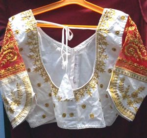Embroidered Blouse - Red &amp; Gold Detail