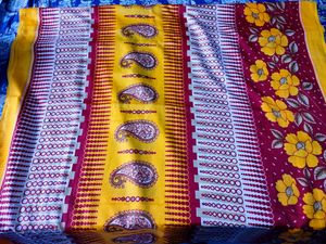 Saree In Bright Yellow Red