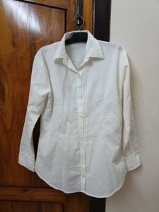 Women White Shirt And Cropped Stripped Top