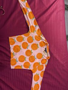 Orange Print Long Sleeve Top