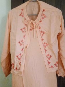 Peach Embroidered Tank Top