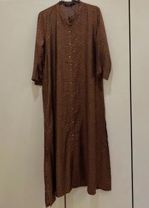 Stop | Brown Printed Mandarin Women’s A-line Kurta
