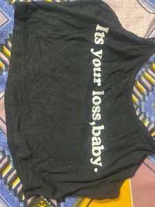 Black &#39;Its Your Loss, Baby&#39; Crop Top