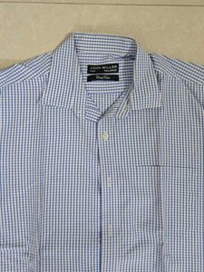 Men&#39;s Blue Checked White Shirt