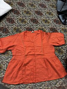 AND Orange Button-Down Top | XXL