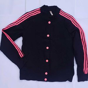 Black &amp; Pink Striped Button-Down Jacket