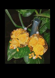 Jewellery For Haldi Set Of 2 Piece ( Maang Tika And Earrings) Colour Yellow