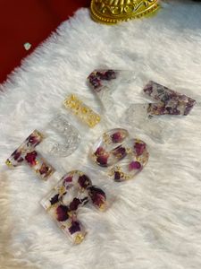 Floral Resin Initial Keychains