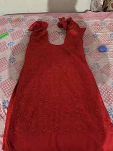 Red Paisley Embroidered Kurti