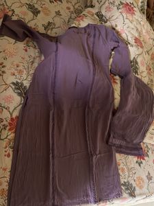 Purple Embroidered Top &amp; Pants Set