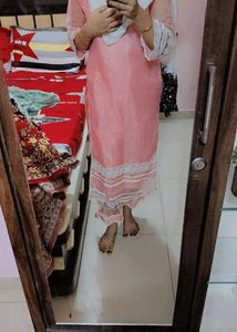 Pink Organza  Pant Kurta with Dupatta