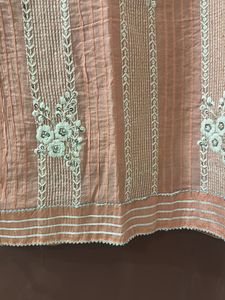 Peach Embroidered Kurta