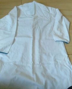 White Kurta with Blue Detail