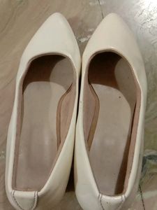 Ivory Heels with Clear Block Heel