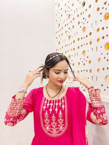 Elegant Pink Embroidered Gown
