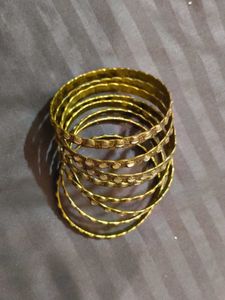 Golden Bangles - Set of 8