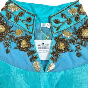 Embroidered Aqua Gown