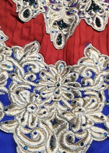 Blue &amp; Red Embellished Anarkali Dress