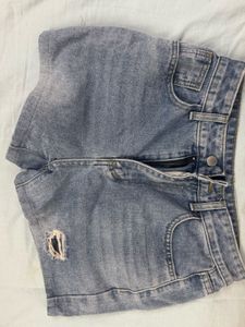 Denim Ripped Shorts