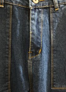 Bright Dark Blue Denim Cargo Jeans