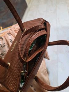 Brown Leather Dotted Sling Bag New
