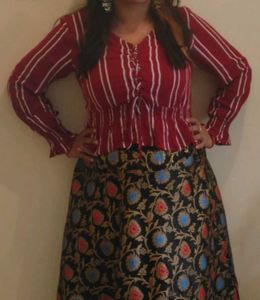 Striped Burgundy Blouse