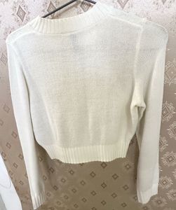 H&amp;M Cream Knit Cropped Sweater