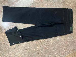 Side slit Black mid rise jeans