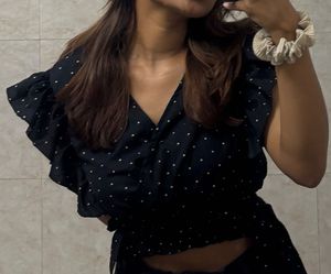 Black Polka Dot Top