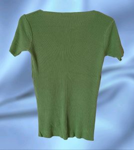Pista Green Half Sleeve Stretchable Tshirt
