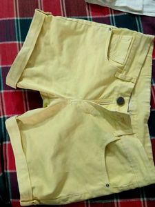 Yellow Rolled Hem Shorts