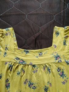 Mustard Yellow Floral Top For Women
